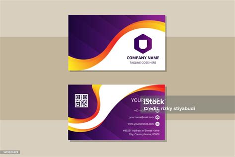 Purple And Yellow Gradient Colors Business Card Design Template With