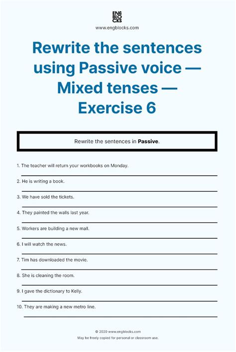 Rewrite The Sentences Using Passive Voice Mixed Tenses Worksheet 1 Hot Sex Picture