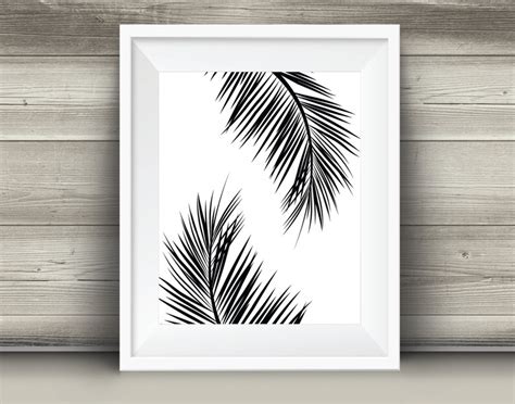 Coastal Poster Palm Leaves Wall Art Print Beach House Decor Etsy