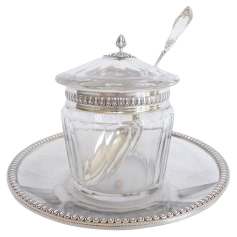 Louis Xvi Style Baccarat And Silver Jam Jar