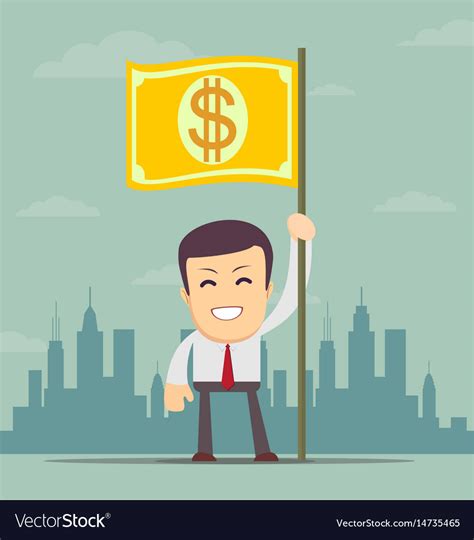 Businessman Holding In Hand Flag With A Banknote Vector Image