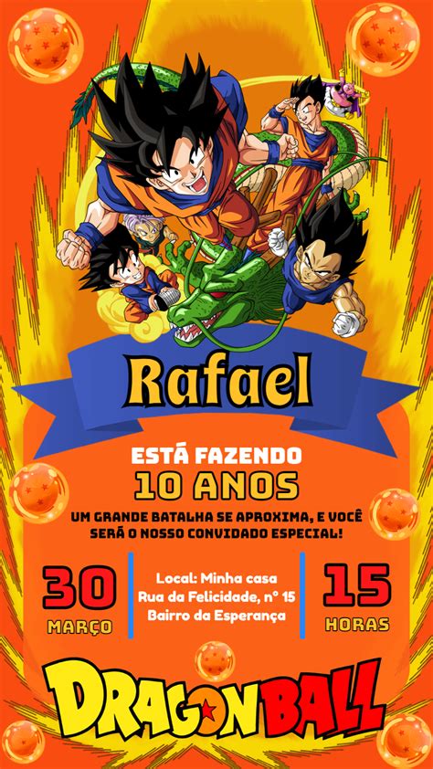 Invitación de cumpleaños de Dragon Ball Z Un increíble editor en