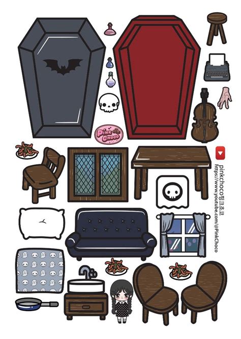 Paperdiy Wednesday 🏠 House Paper Dolls 웬즈데이 종이놀이 집만들기 종이인형 스퀴시북 만들기