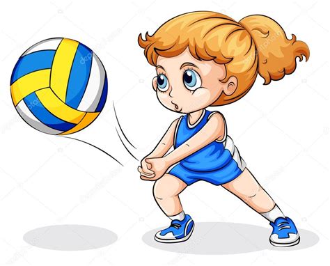 A Caucasian Girl Playing Volleyball Stock Vector Blueringmedia