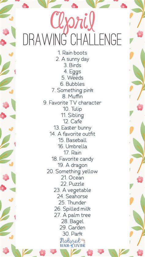 April Drawing Challenge for Kids and Adults - Natural Beach Living