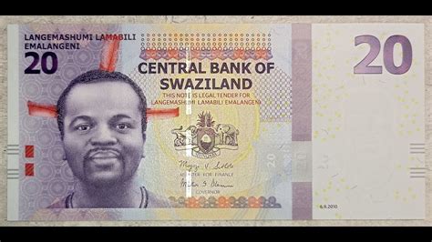 SWAZILAND SWASILAND ESWATINI 20 EMALANGENI 2010 KING