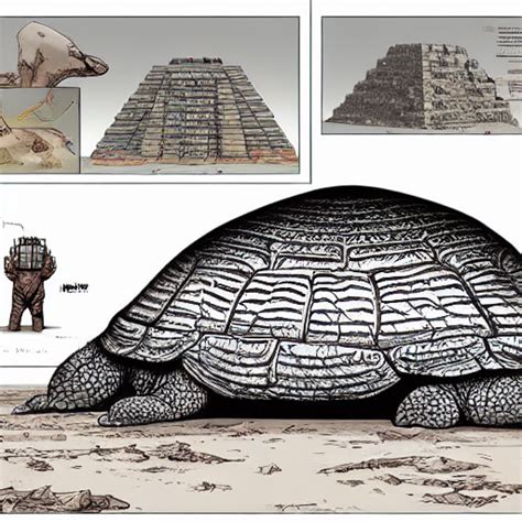 Krea Ai Gigantic Colossal Tortoise In The Desert Built Aro