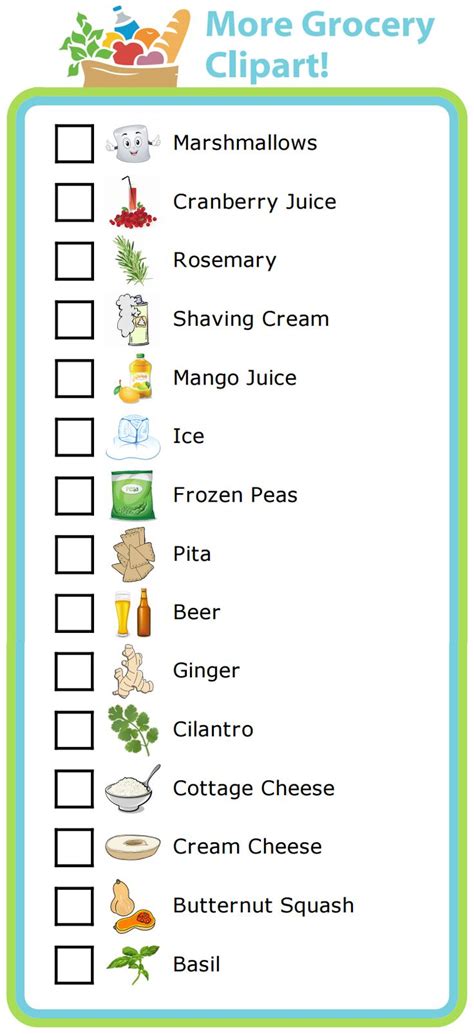 Make Your Own List Mobile Or Printed Grocery Clip Art Printable