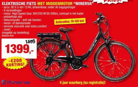 Elektrische Fiets Met Middenmotor Minerva Promotie Bij Hubo