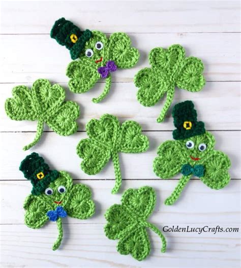 Crochet Shamrock Garland Free Crochet Pattern GoldenLucyCrafts