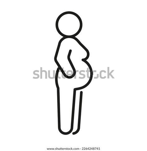 Pregnant Woman Big Belly Line Icon Stock Vector Royalty Free