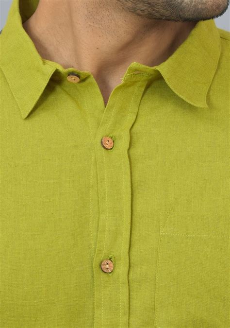 Buy Olive Green Mens Solid Cotton Shirt For Best Price Reviews Free