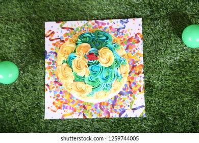 Birthday Cake Top View Stock Photo 1259744005 | Shutterstock