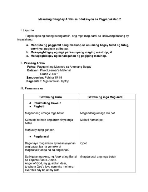 Masusing Banghay Aralin Sa Filipino Detailed Lesson Plan In Maikling