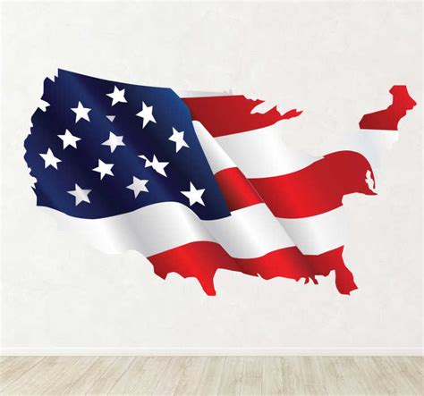 USA Country Outline Flag Wall Sticker - TenStickers