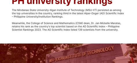 MSU-IIT Ranks Third in Philippine University Rankings – Iligan News