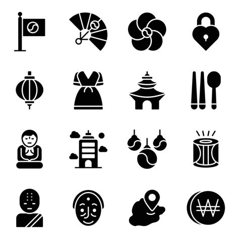 pack  korea symbols icons  vector art  vecteezy