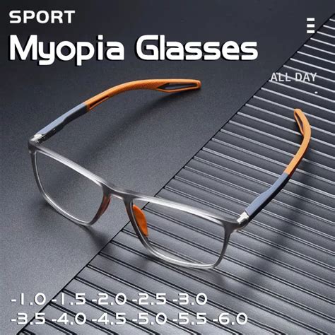 Fashion Tr90 Myopia Glasses For Men Spring Leg Sports Nearsighted Glasses Anti Blue Light