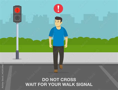 Vecteur Stock Pedestrian Road Safety Rules And Tips Young Male