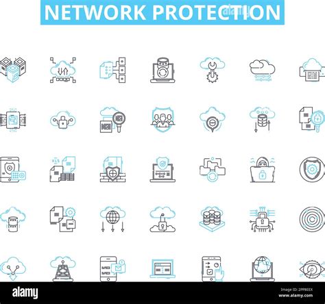 Network Protection Linear Icons Set Firewall Encryption Antivirus Malware Cybersecurity