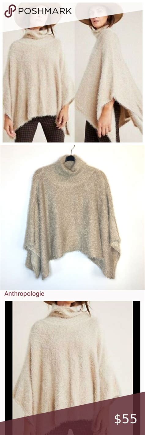 Akemi Kin Anthropologie Lara Eyelash Poncho Golden Metallic