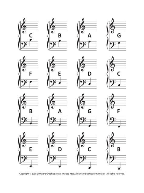 Printable Music Note Flashcards - Printable Word Searches