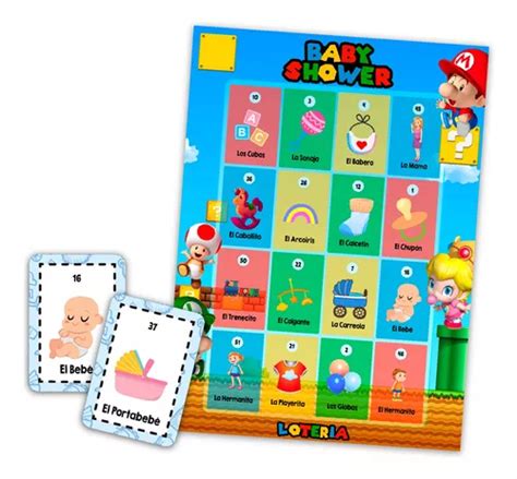 Loter A Baby Shower Mario Bros Tablas Imprimibles Juegos En Venta