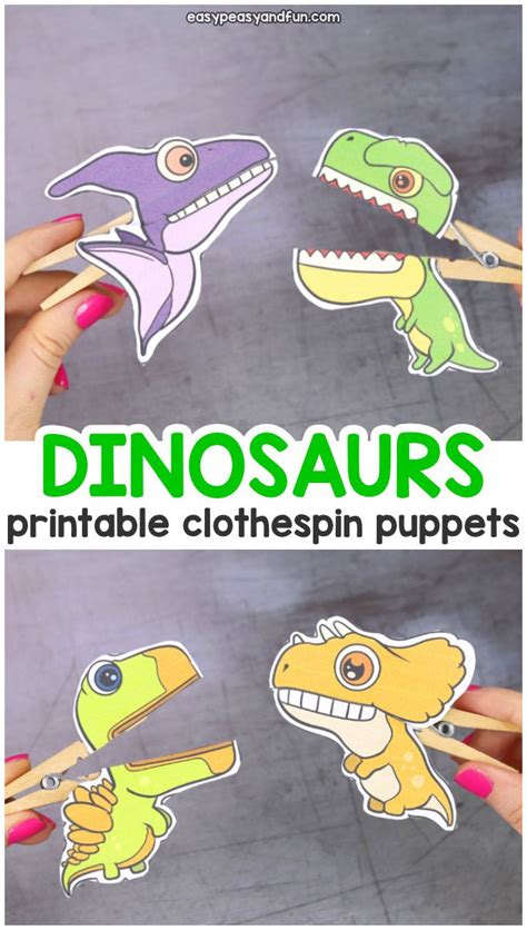 Dinosaurs Clothespin Puppets Printable Paper Craft Puppets For Kids