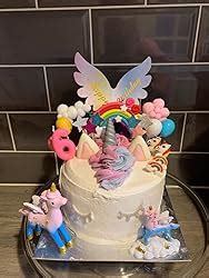 Izoel Unicorn Cake Topper Birthday Decoration Pink Hairball Arch