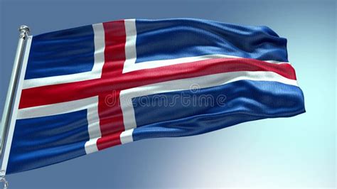 4k Render Iceland Flag Video Waving In Wind Iceland Flag Wave Loop