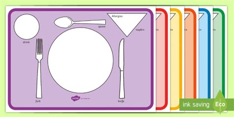 Editable Plate And Cutlery Placemats With Allergies