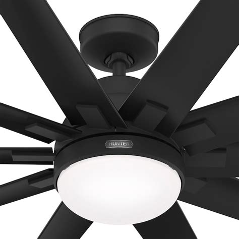 Hunter Overton Surespeed 60 In Matte Black Led Indooroutdoor Ceiling Fan With Light 10 Blade