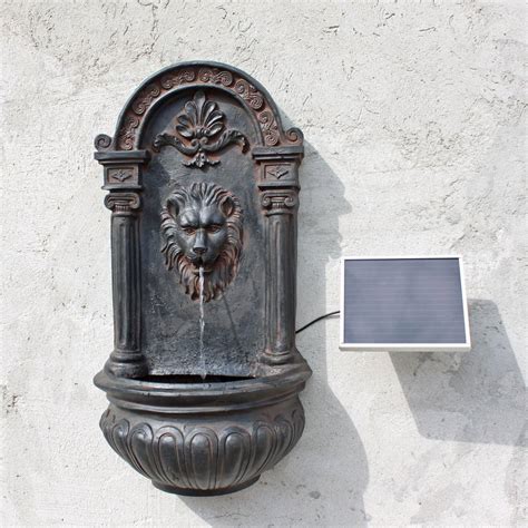 CLGarden NSP8 Wall Fountains Lion With Solar Powered Pump Water