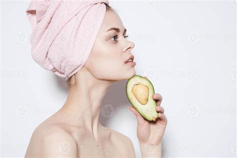 Pretty Woman Nude Hot Skin Care Avocado Spa Treatments Light Background