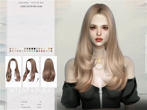 WINGS TO0626 Long Flowing Hair The Sims Resource Sims 4 Hairs