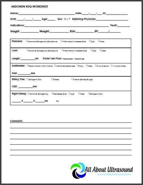 Free Printable Ultrasound Worksheets