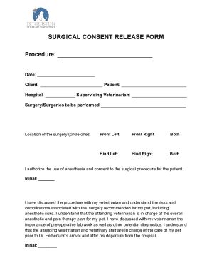 Fillable Online In A Veterinary Practice When Must A Surgical Consent