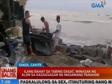 Ilang Bahay Sa Tabing Dagat Sa Tanza Cavite Winasak Ng Alon Dahil Sa