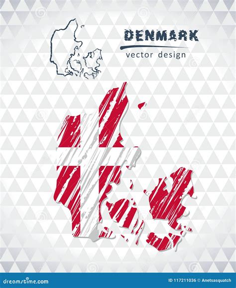 Denmark Vector Map With Flag Inside Isolated On A White Background