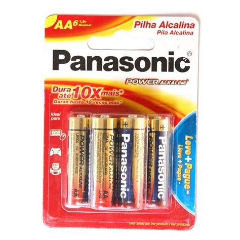 Pilha Alcalina Aa 1 5V LR6XAB L6P5192 Panasonic Cartela 6 Unid