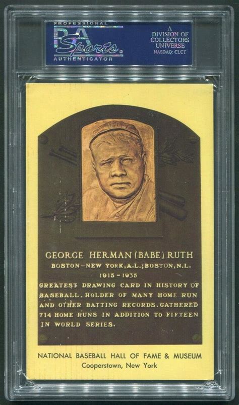 Mrs Babe Ruth Clair Signed Hall Of Fame Plaque Postcard To Steve