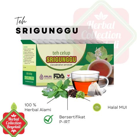 Teh Herbal Srigunggu Celup Daun Srigunggu Isi 20 Kantung Tea Bag Obat