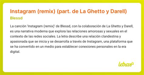 Significado De La Canción Instagram Remix Part De La Ghetto Y