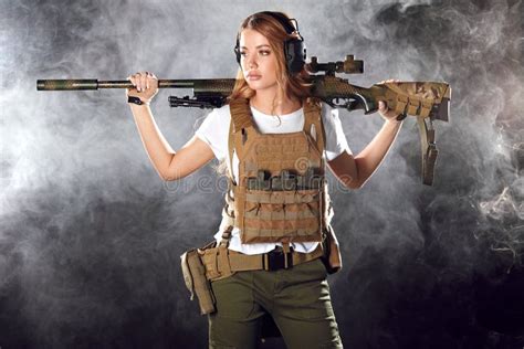 Young Sexy Woman Sniper Rifle Stock Photos - Free & Royalty-Free Stock ...