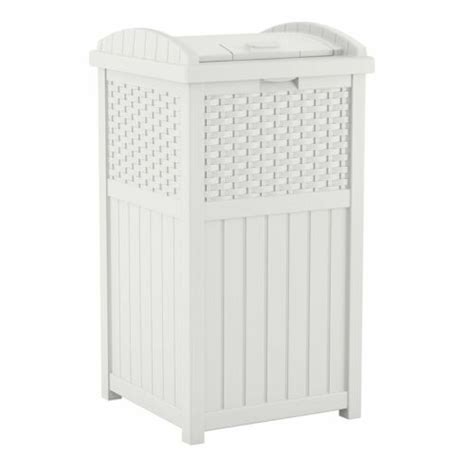 White Outdoor Resin Trash Can Garbage Waste Bin With Lid Patio Deck