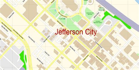 Jefferson City Missouri US Map PDF Vector Exact City Plan detailed ...