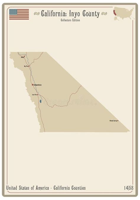 Mapa Del Condado De Inyo En California Ilustración del Vector