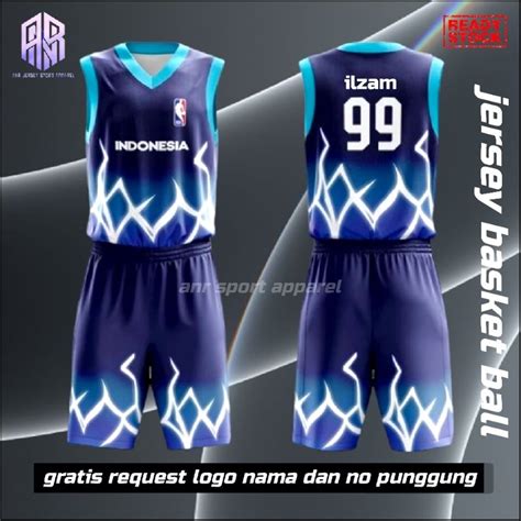 Jual JERSEY BASKET BALL CUSTOM FULL PRINTING Gratis Nama Dan No