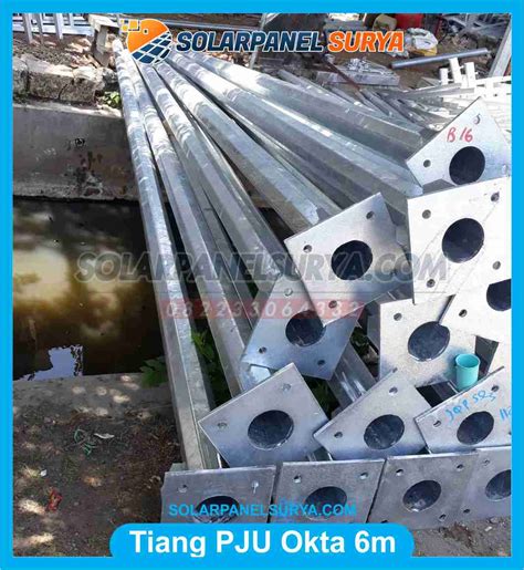 Jual Tiang PJU Oktagonal 6 Meter Tiang Lampu Jalan Tenaga Surya 6M