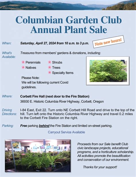 Garden Club Plant Sale Corbett Oregon